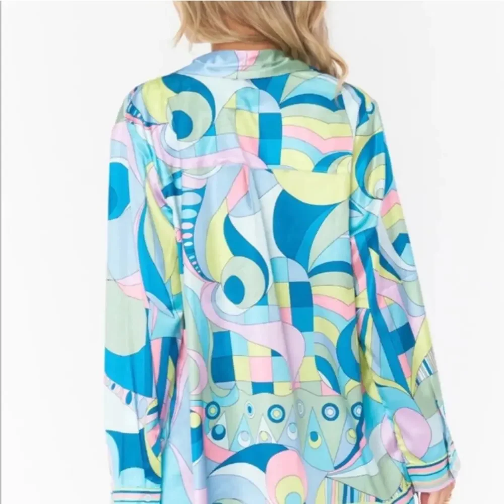 Show Me Your Mumu Early Riser Go Go Luxe Satin Silky PJ Pajama Top S - Picture 7 of 10